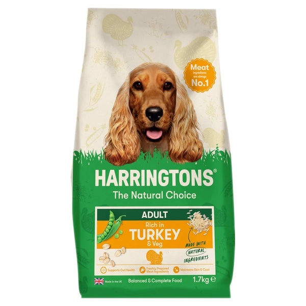 Harringtons Rich in Turkey with Veg Dry Adult Dog Food 1.7kg, front of pack