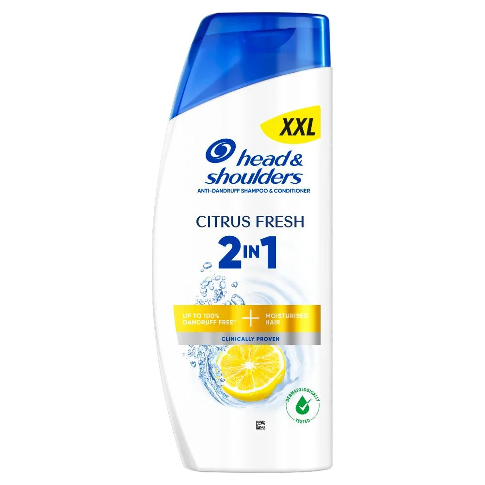 Head and Shoulders Citrus Fresh 2-in-1 Shampoo and Conditioner 625ml, front of pack