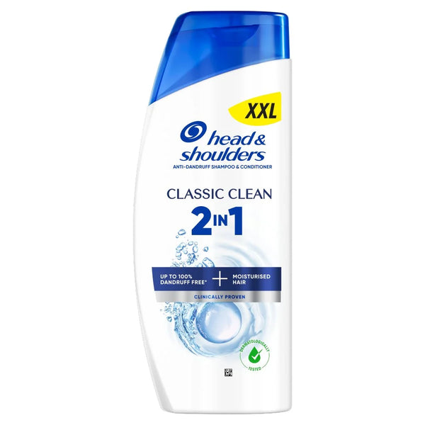 Head and Shoulders Classic Clean 2-in-1 Shampoo and Conditioner 625ml, front of pack