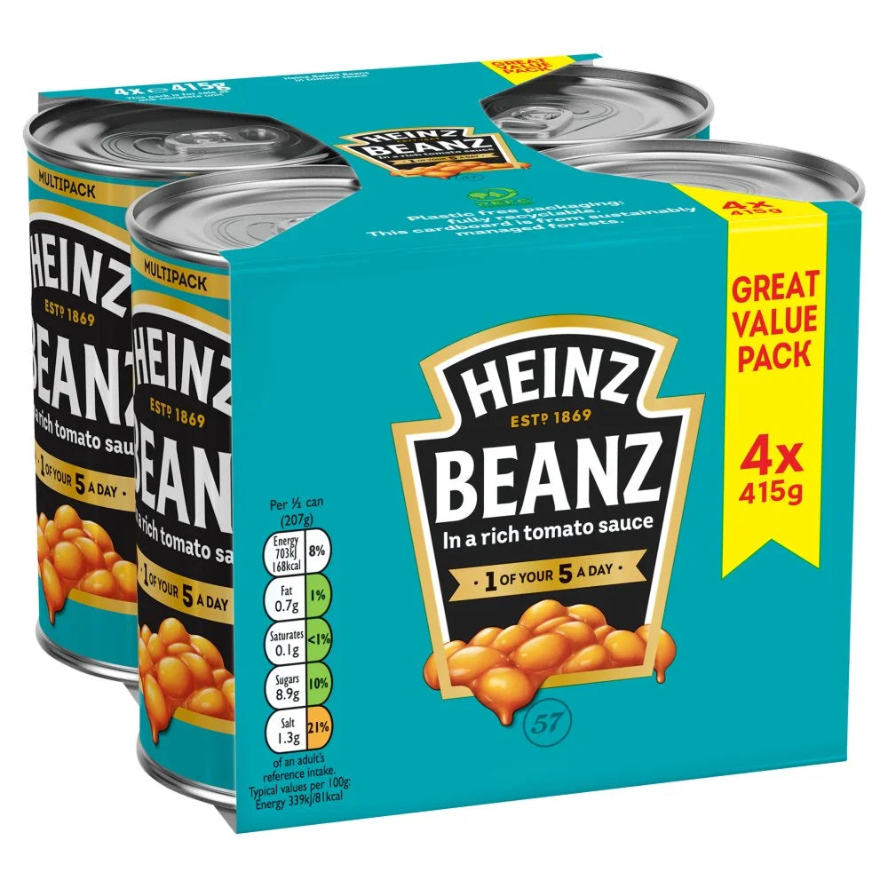 Heinz Baked Beans 4 x 415g multipack, front of pack