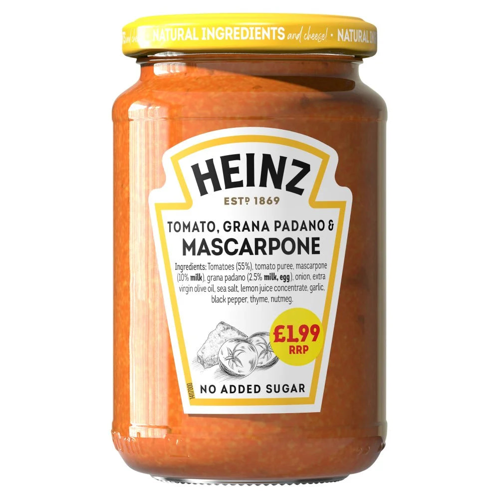 Heinz Tomato, Grana Padano and Mascarpone Sauce 350g, front of pack