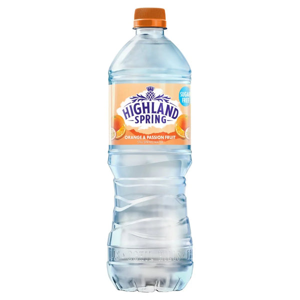 Highland Spring Orange & Passion Fruit Still Spring Water 750ml, front of pack