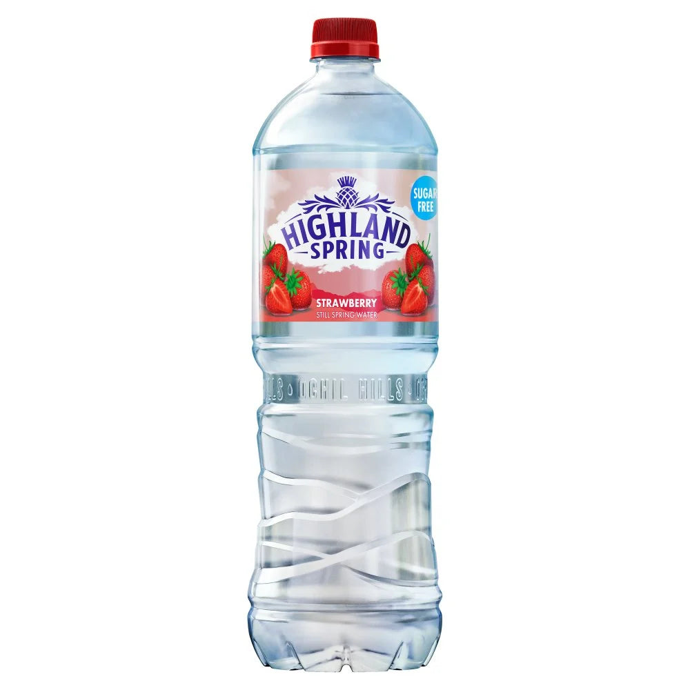 Highland Spring Strawberry Flavoured Still Spring Water 1.25L, front of pack