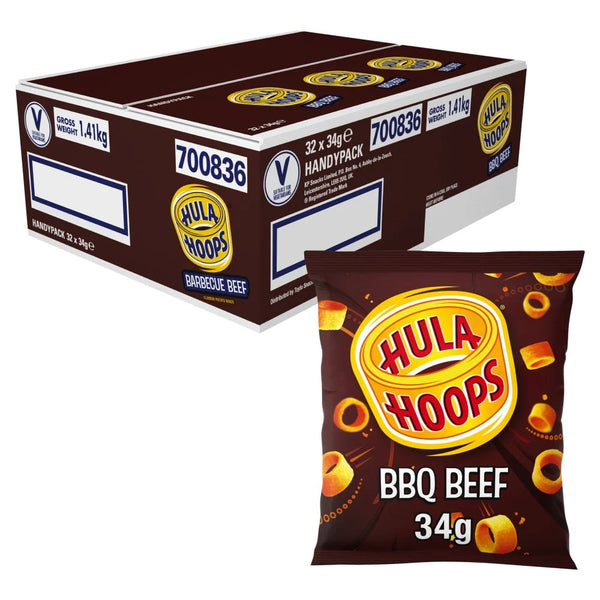 Hula Hoops BBQ Beef Crisps 34g, front of pack