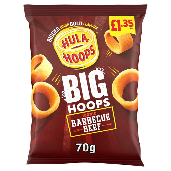 Hula Hoops Big Hoops Barbecue Beef Crisps 70g, front of pack