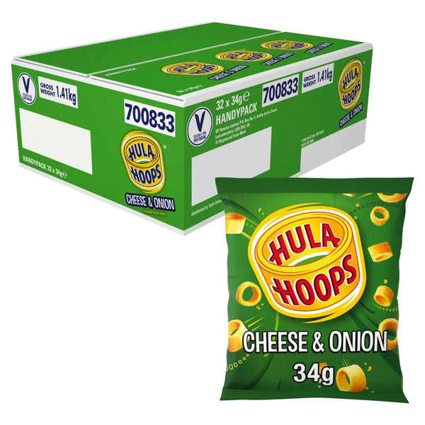 Hula Hoops Cheese & Onion Crisps 34g, front of pack