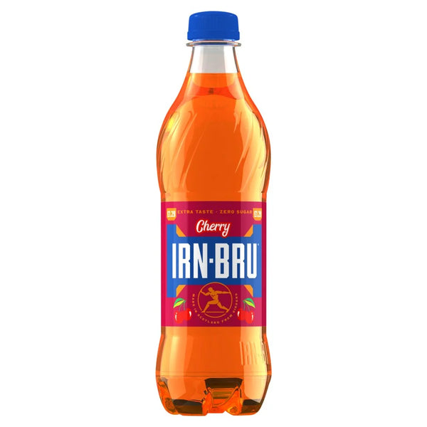 Irn-Bru Cherry Zero Sugar 500ml, front of pack