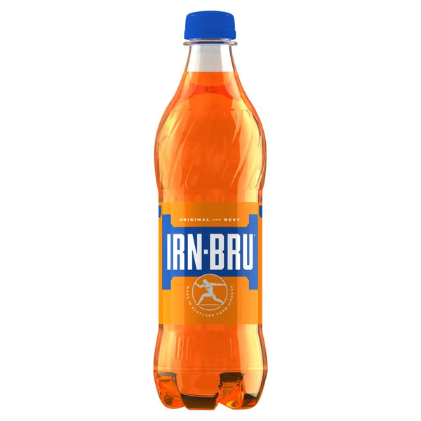 Irn-Bru Regular Soft Drink 500ml bottle, front of pack