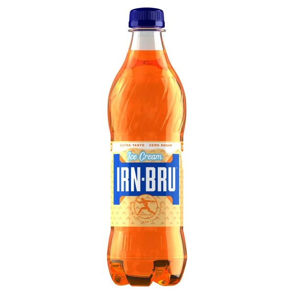 Irn-Bru Zero Sugar Ice Cream Soft Drink 500ml, front of pack