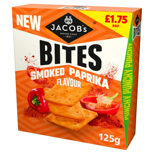 Jacob's Bites Smoked Paprika Crackers 125g, front of pack