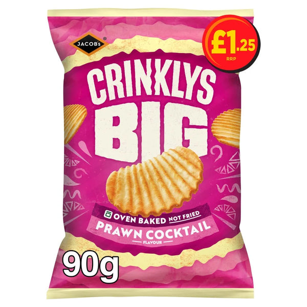 Jacob's Crinklys Big Prawn Cocktail Flavour 90g, front of pack