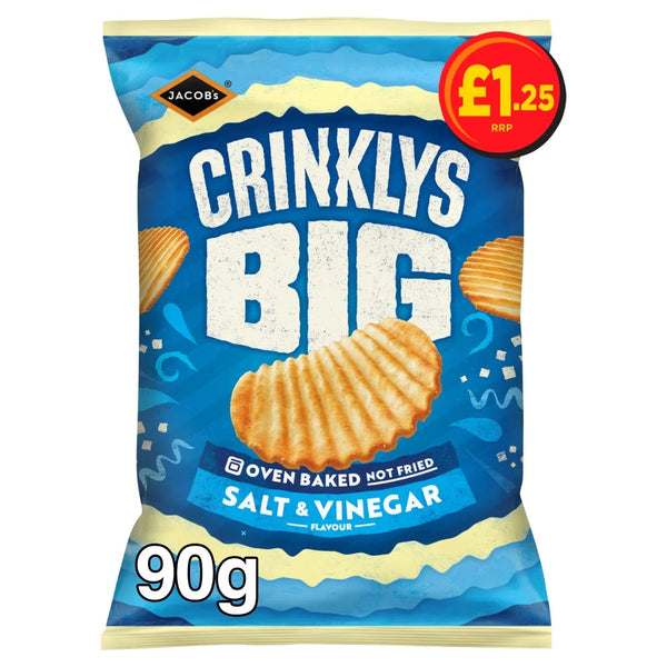 Jacob's Crinklys Big Salt and Vinegar Flavour 90g, front of pack
