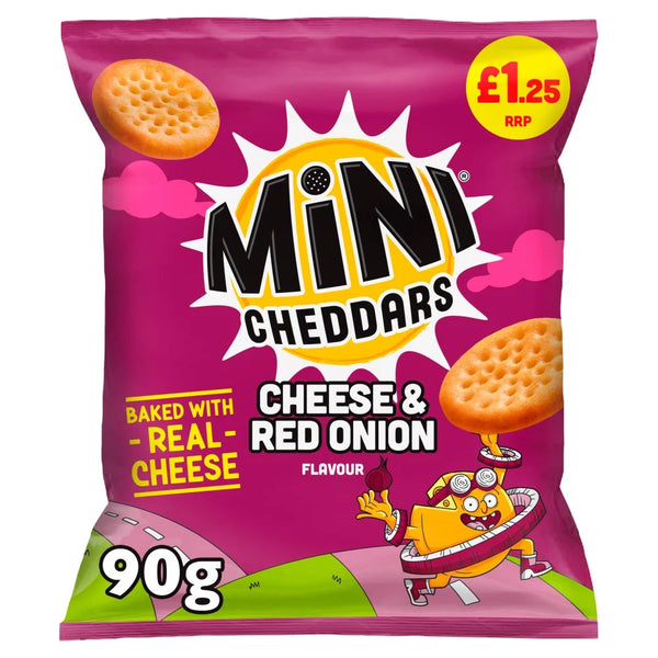 Jacob's Mini Cheddars Cheese & Red Onion Flavour 90g, front of pack