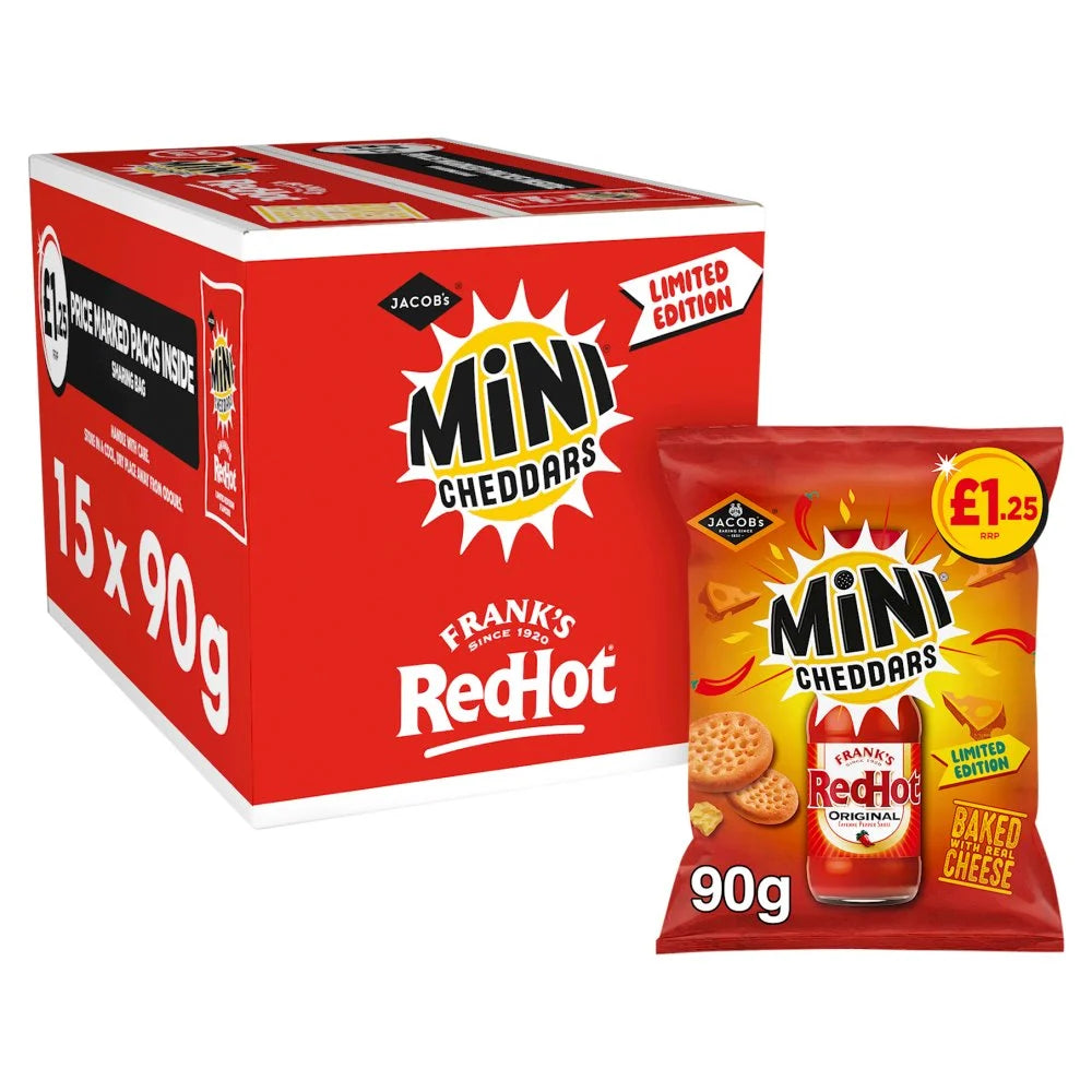 Jacob's Mini Cheddars Frank's RedHot 90g, front of pack