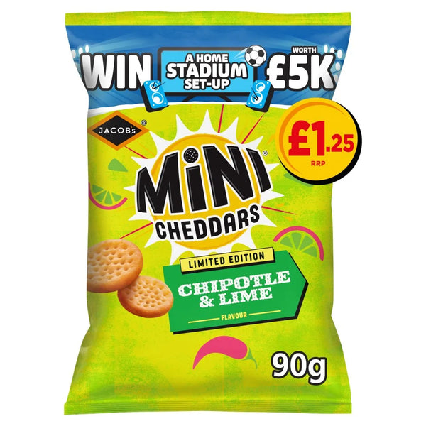 Mini Cheddars Limited Edition Chipotle and Lime 90g, front of pack