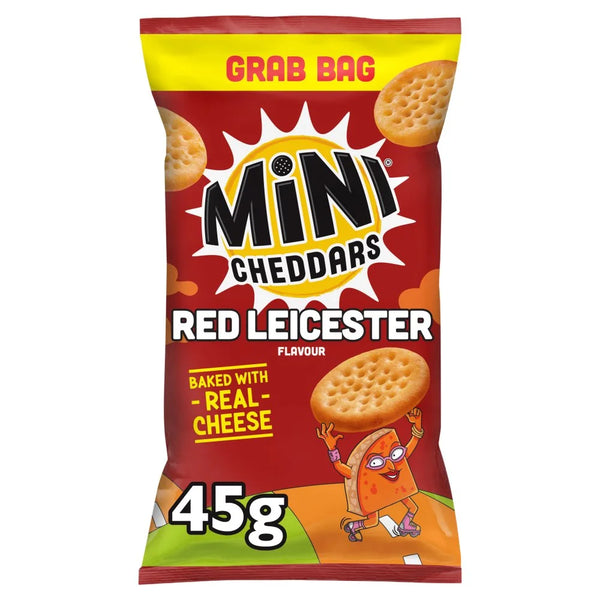 Jacob's Mini Cheddars Red Leicester Flavour Grab Bag 45g, front of pack
