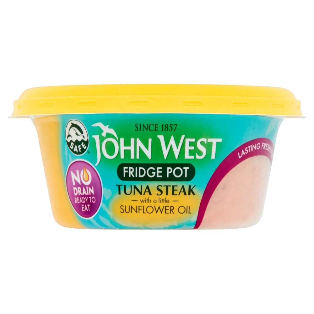 John West No Drain Fridge Pot Tuna Steak 110g, front of pack