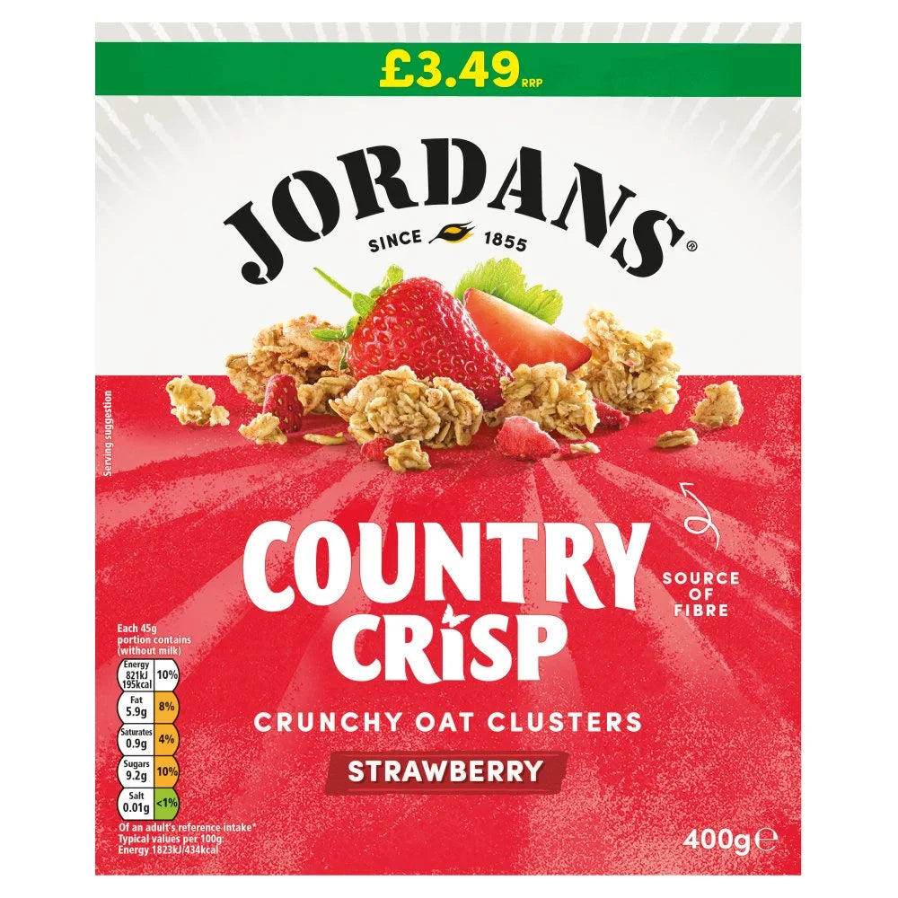 Jordans Country Crisp Strawberry Crunchy Oat Clusters 400g, front of pack