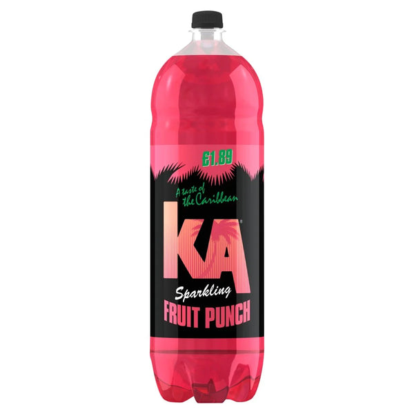 KA Fruit Punch Sparkling Soft Drink 2L bottle, front of pack