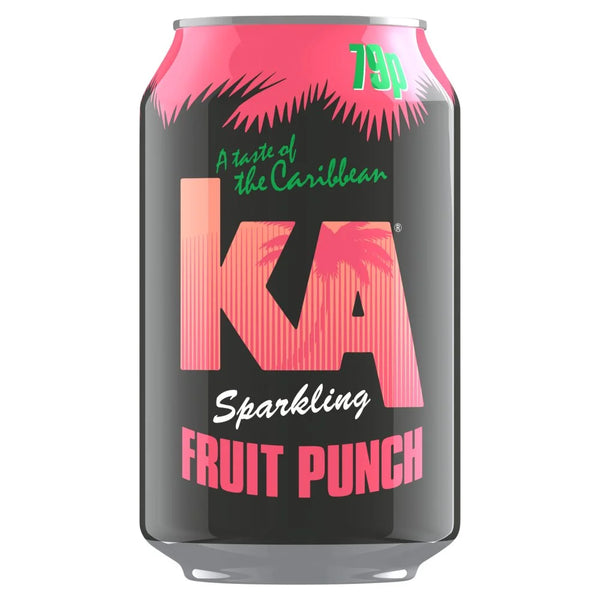 KA Fruit Punch Sparkling Soft Drink Can 330ml, front of pack