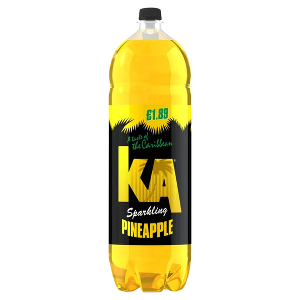 KA Pineapple Sparkling Soft Drink 2L bottle, front of pack
