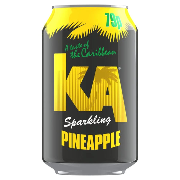 KA Pineapple Sparkling Soft Drink Can 330ml, front of pack