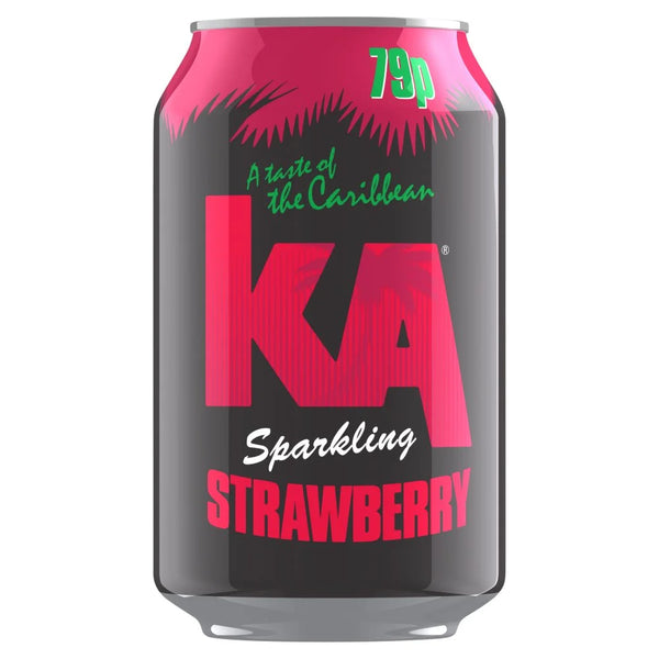 KA Strawberry Sparkling Soft Drink Can 330ml, front of pack