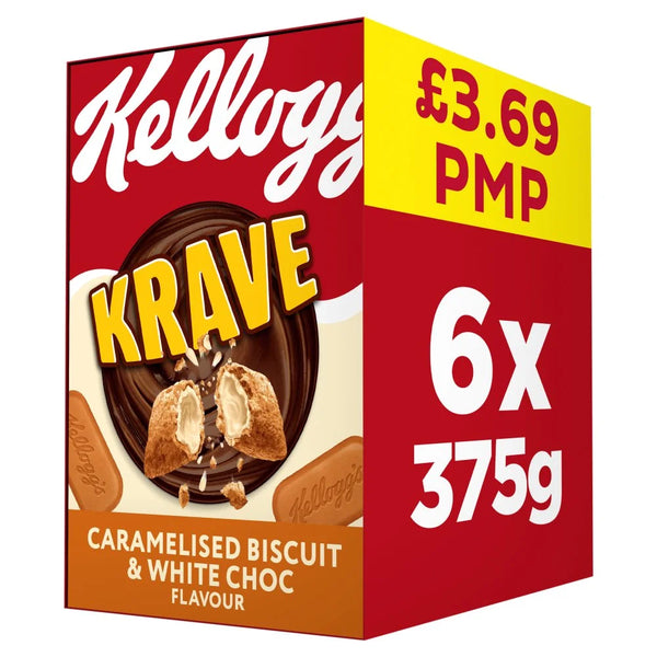 Kellogg's Krave Caramelised Biscuit Cereal 375g, front of pack