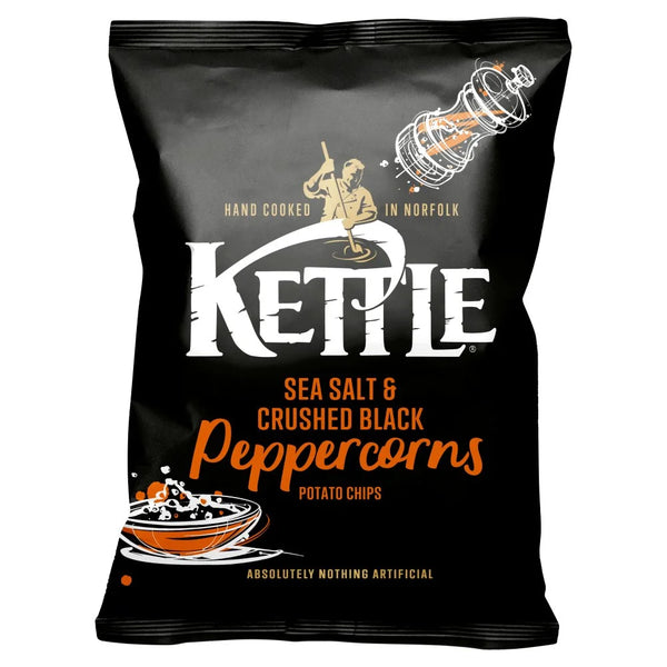 Kettle Sea Salt & Crushed Black Peppercorns Crisps 130g, front of pack