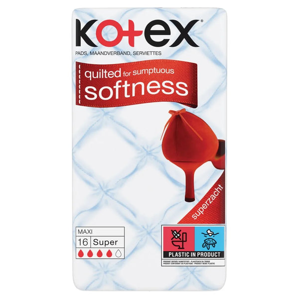 Kotex Maxi Super 16 Pads, front of pack