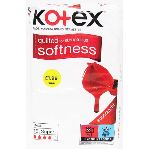 Kotex Maxi Super Sanitary Pads, front of pack