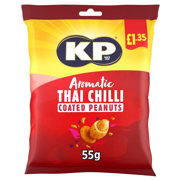 KP Aromatic Thai Chilli Coated Peanuts 55g, front of pack
