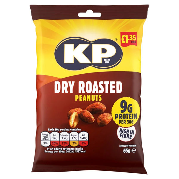 KP Dry Roasted Peanuts 65g, front of pack