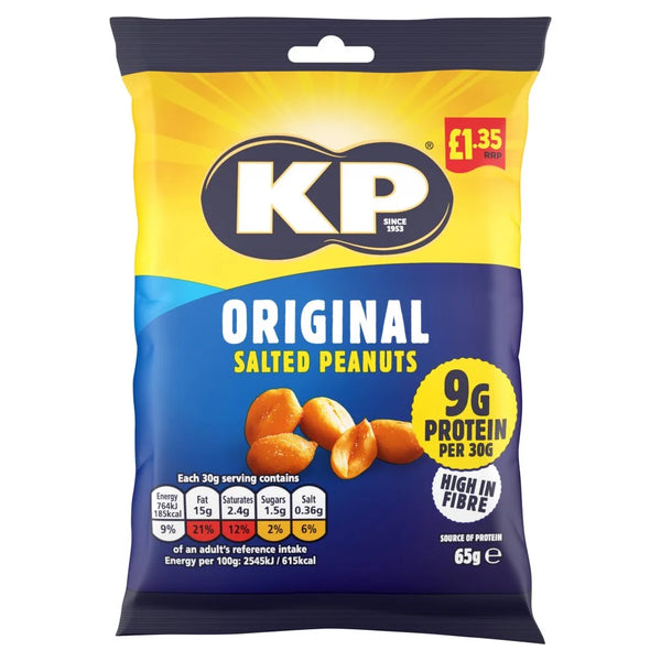 KP Original Salted Peanuts 65g, front of pack