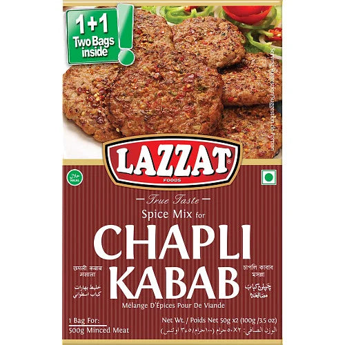 Lazzat Chapli Kabab spice mix 100g, front of pack