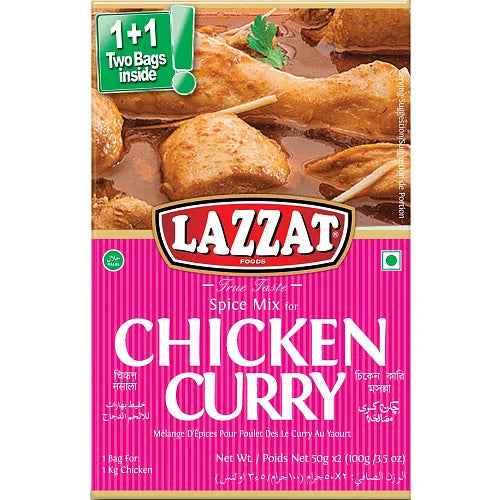 Lazzat Chicken Curry spice mix 100g, front of pack