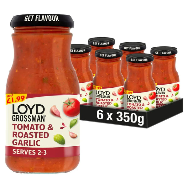 Loyd Grossman Tomato & Roasted Garlic pasta sauce 350g, front of pack