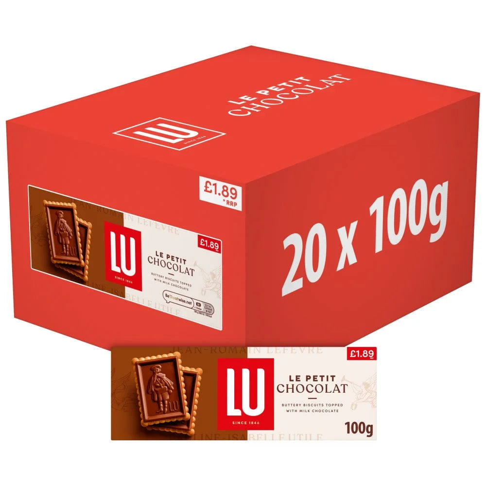 LU Le Petit Chocolat Chocolate Biscuits 100g box, front of pack