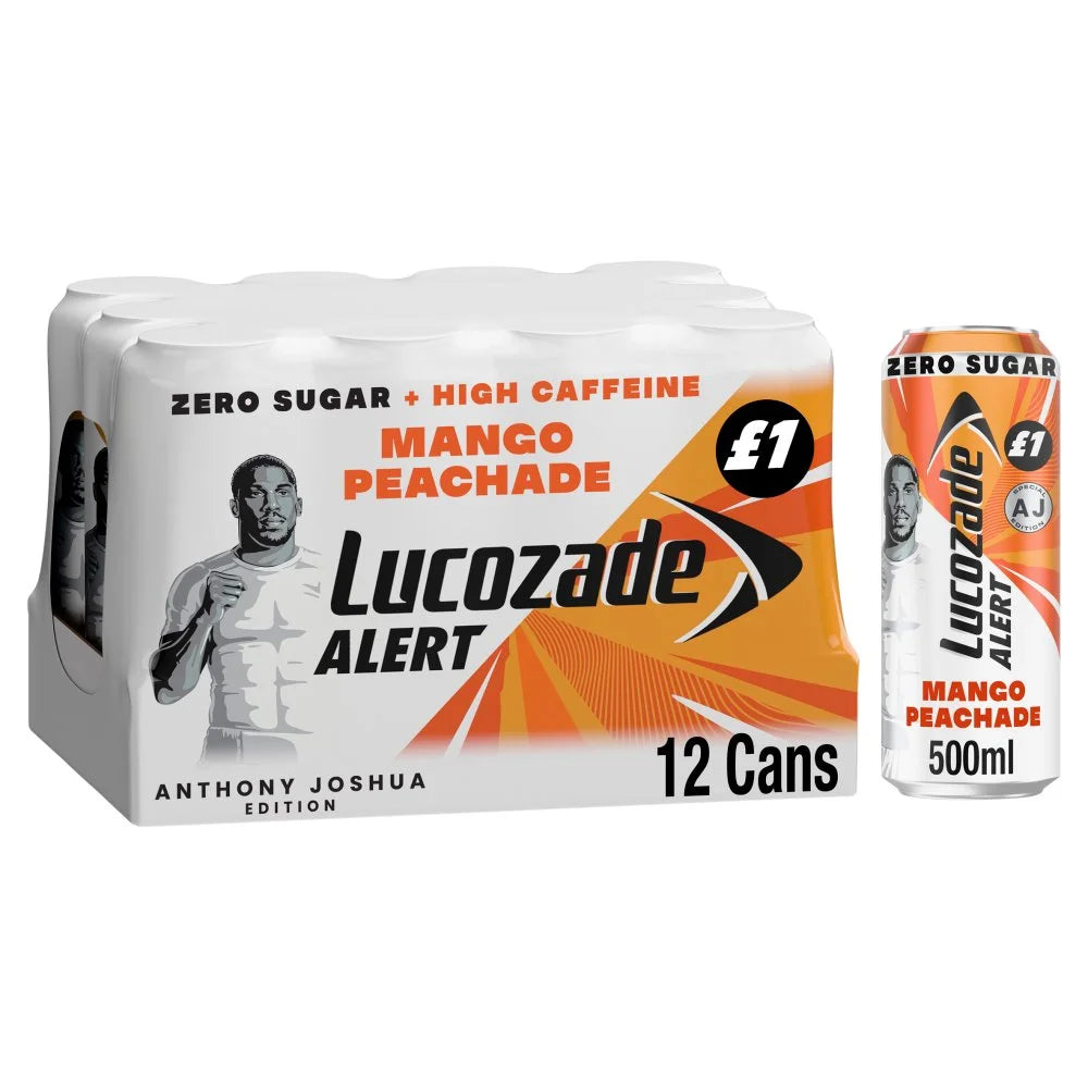 Lucozade Alert Zero Sugar Mango Peachade 500ml, front of pack