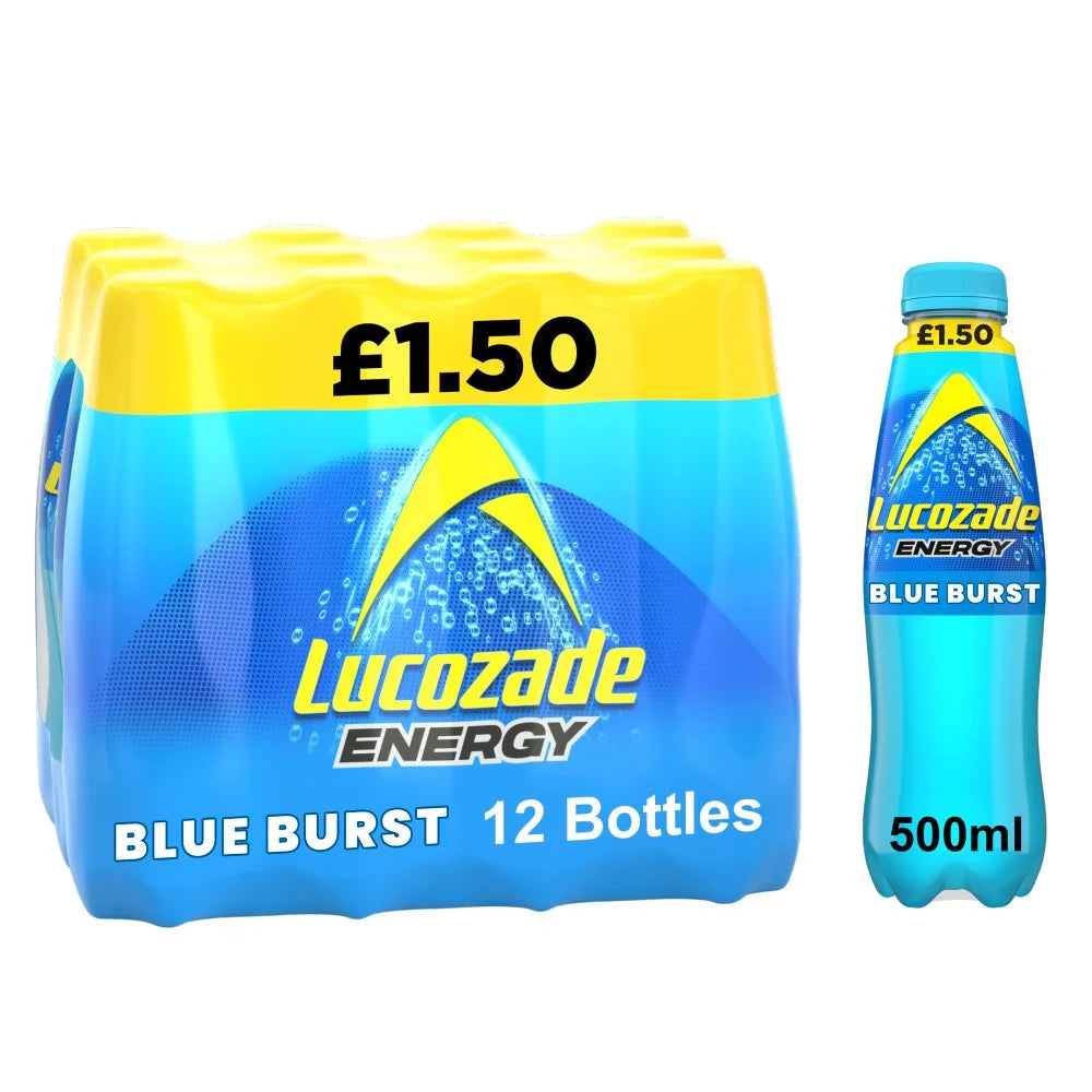 Lucozade Energy Drink Blue Burst 500ml, front of pack