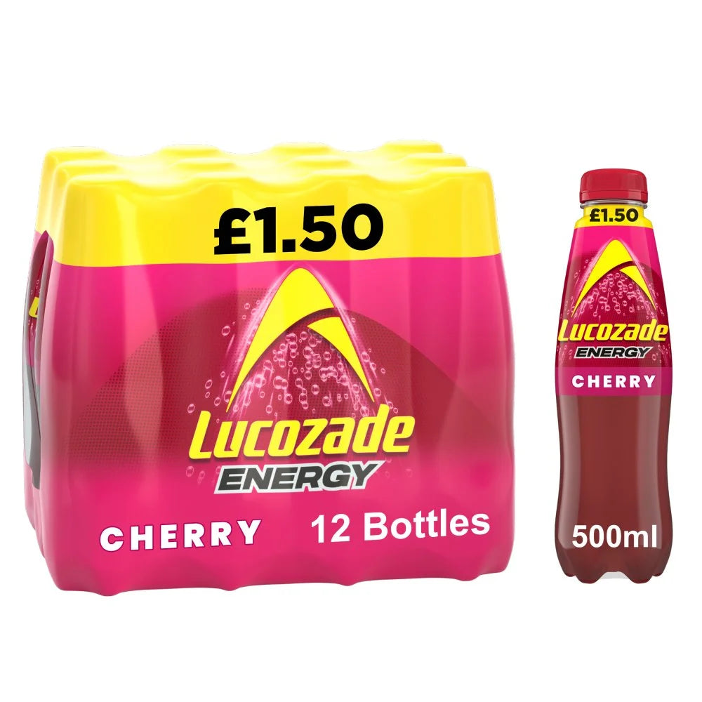 Lucozade Energy Drink Cherry 500ml, front of pack