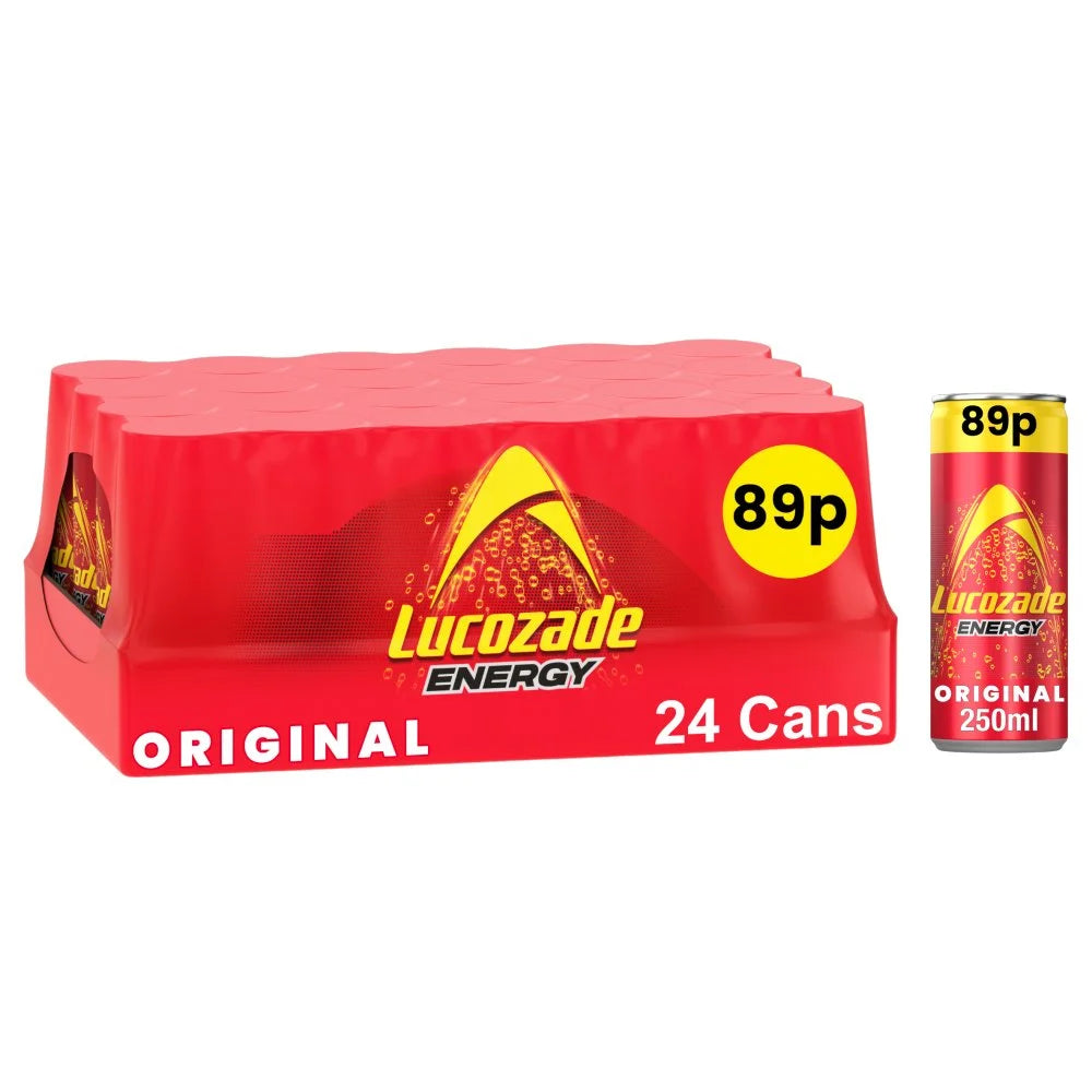 Lucozade Energy Drink Original 250ml can, front of pack