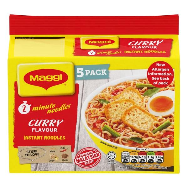 Maggi 2 Minute Authentic Malaysian Curry Noodles 5 x 79g, front of pack