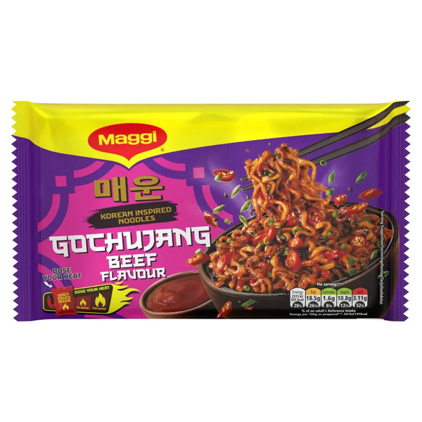 Maggi Korean Inspired Noodles Gochujang Beef Flavour 130g, front of pack
