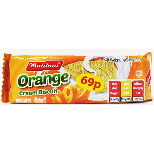 Maliban Orange Cream Biscuits 100g, front of pack