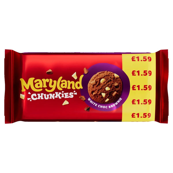 Maryland White Choc Brownie Chunkies 144g, front of pack