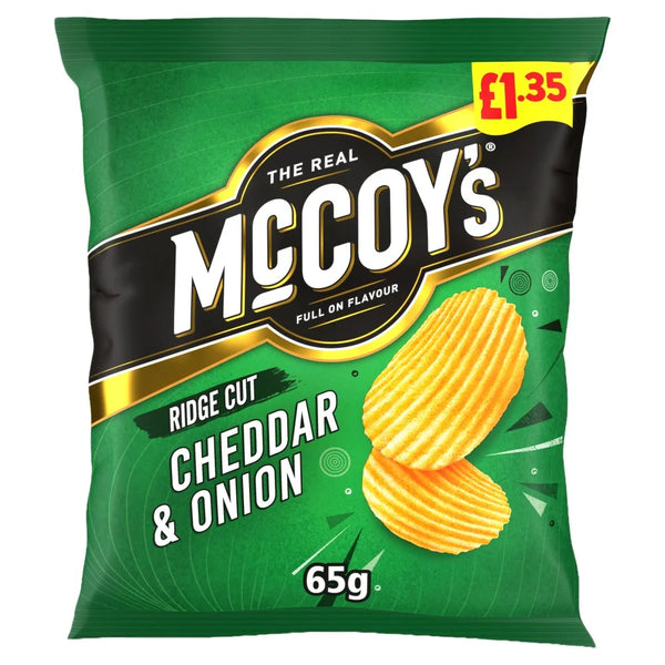 McCoy's Cheddar & Onion Crisps 65g, front of pack