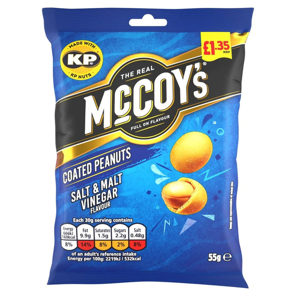 McCoy's Coated Peanuts Salt and Malt Vinegar 55g, front of pack