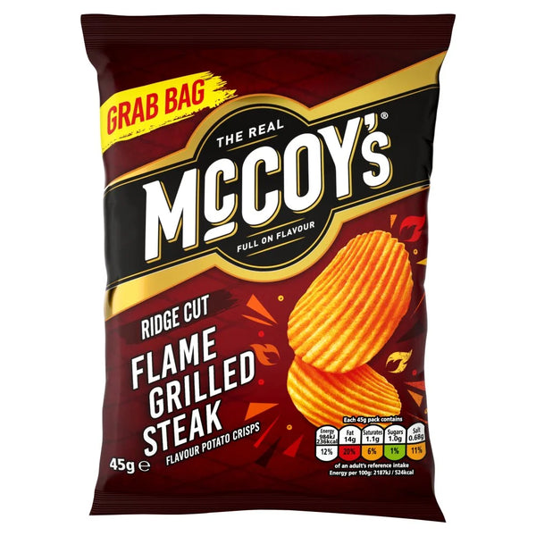 McCoy's Flame Grilled Steak Grab Bag Crisps 45g, front of pack