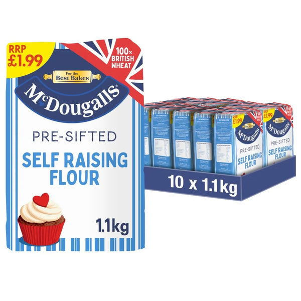 McDougalls Pre-Sifted Self Raising Flour 1.1kg, front of pack